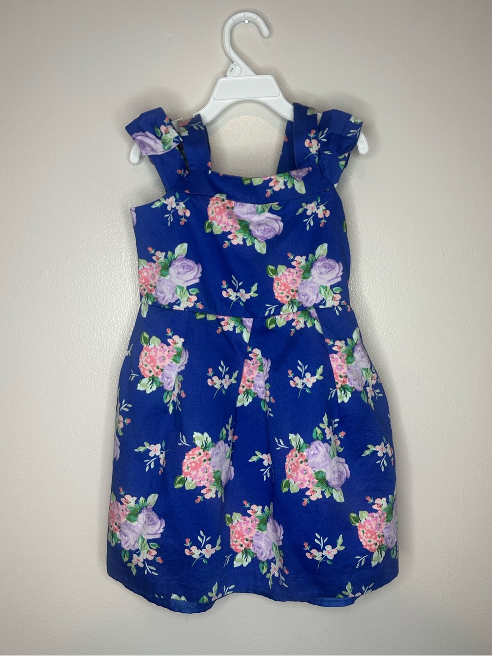 Janie and Jack Royal Blue Floral Off the Shoulder Summer Dress size 6